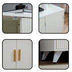 Sideboard with Wavy Texture Buffet Cabinet - White with Brass Legs