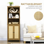 Bookcase with Cabinet and Open Shelves, Tall Bookshelf, Walnut