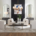 Oversized Ivory Faux Sheepskin Bench with Oak Legs - 28.5H x 90.5W x 26D