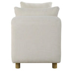 Oversized Ivory Faux Sheepskin Bench with Oak Legs - 28.5H x 90.5W x 26D