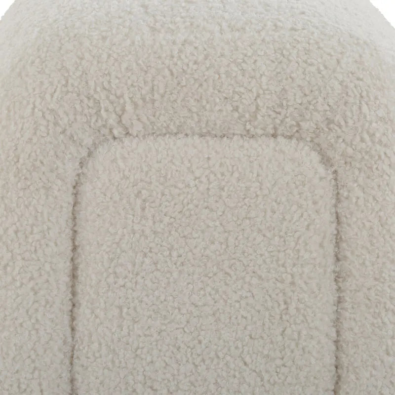 Oversized Ivory Faux Sheepskin Bench with Oak Legs - 28.5H x 90.5W x 26D