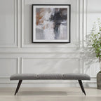 Bowtie Charcoal Textured Fabric Bench with Bronze Legs - 18H x 72.5W x 20D