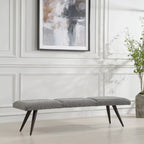 Bowtie Charcoal Textured Fabric Bench with Bronze Legs - 18H x 72.5W x 20D