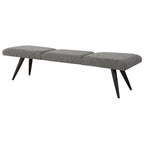Bowtie Charcoal Textured Fabric Bench with Bronze Legs - 18H x 72.5W x 20D