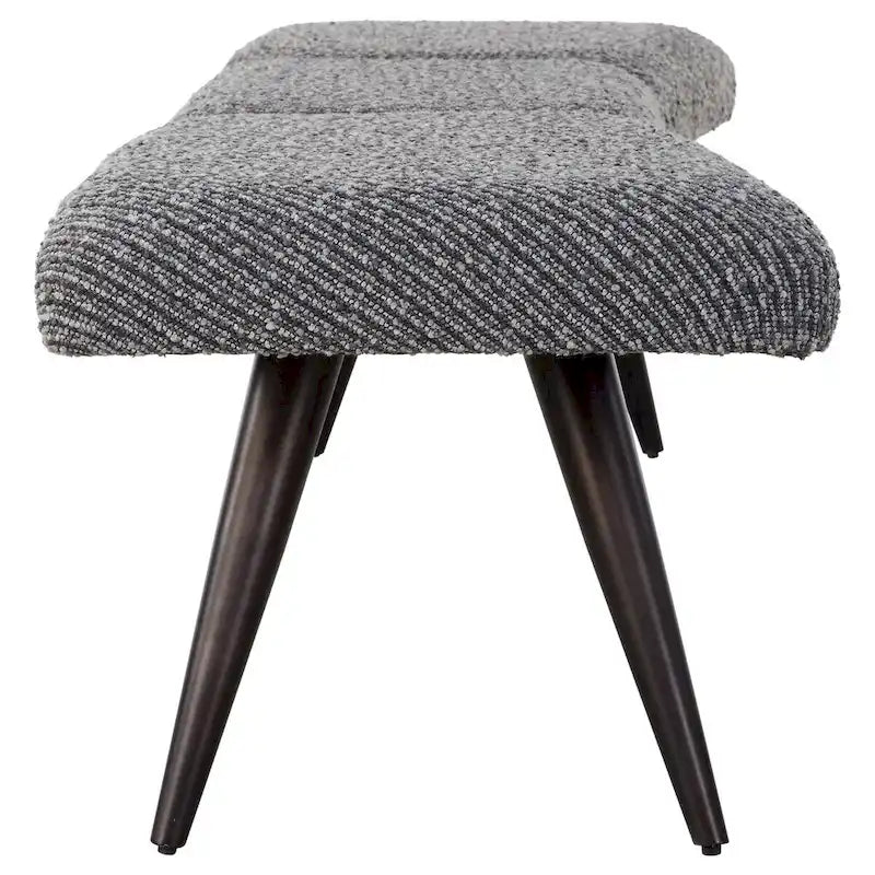 Bowtie Charcoal Textured Fabric Bench with Bronze Legs - 18H x 72.5W x 20D
