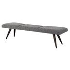 Bowtie Charcoal Textured Fabric Bench with Bronze Legs - 18H x 72.5W x 20D