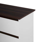 Tall White Dresser for Bedroom, Mid Century Modern Dresser with Drawers, 5 Drawer Dresser with Wood Color Top, Small Dresser