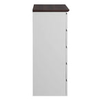Tall White Dresser for Bedroom, Mid Century Modern Dresser with Drawers, 5 Drawer Dresser with Wood Color Top, Small Dresser