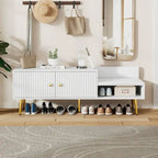 Modern Shoe Storage Bench with Hidden Storage and Upholstered Cushions for Bedside, Living Room and Entryway