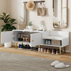 Modern Shoe Storage Bench with Hidden Storage and Upholstered Cushions for Bedside, Living Room and Entryway